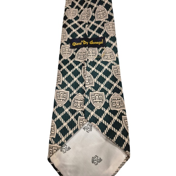 Vintage Donegal Qiana By Donegal Tie, Green Geometric Shield Pattern rare find - Picture 5 of 11